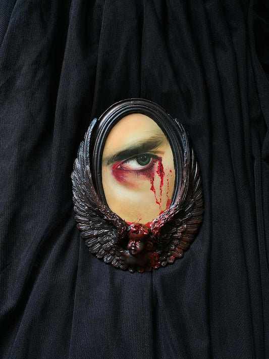 Original Framed Lover's Eyes Oil Painting, Gothic Home Decor Gift by Nesibe Bicici