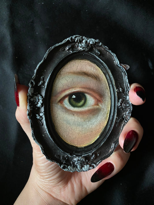 Small Lowers Eye Painting, Original oil painting on small frame , Small Oil painting miniature by Nesibe Bicici