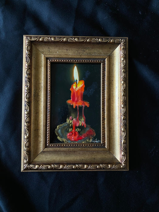 Victorian Candle Oil Painting, Dark Academia art. Victorian Decor gift idea. Dark academia wall decor by Nesibe Bicici
