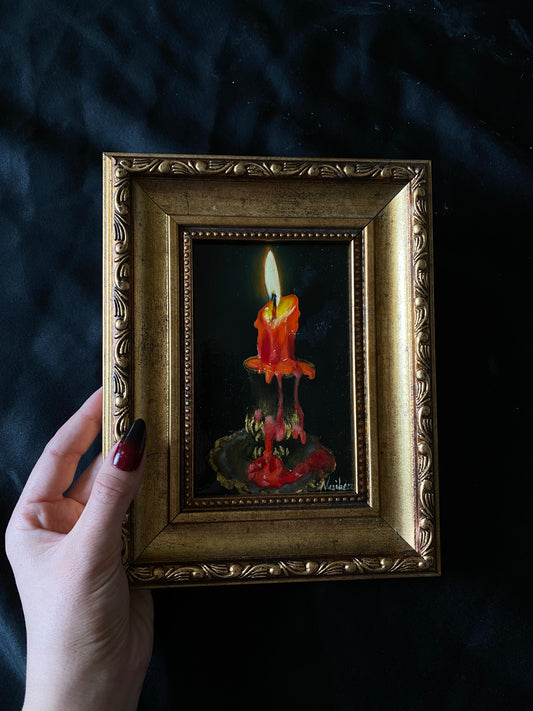 Victorian Candle Oil Painting, Dark Academia art. Victorian Decor gift idea. Dark academia wall decor by Nesibe Bicici
