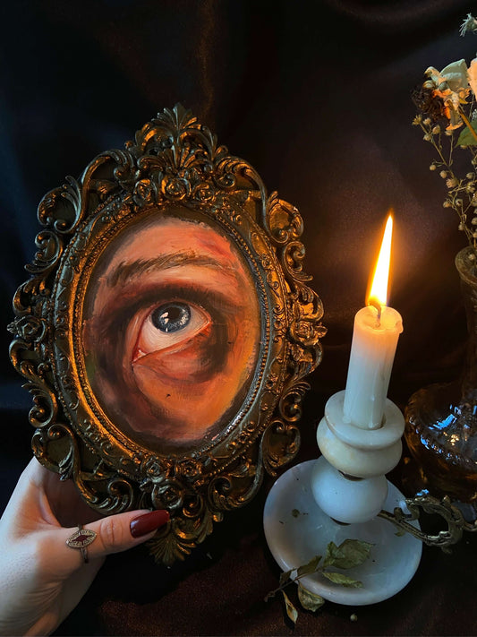 Original Lovers Eye Painting Eye Oil Painting Victorian Gothic Home Decor Dark Academia Gothic Oil Painting by Nesibe Bicici
