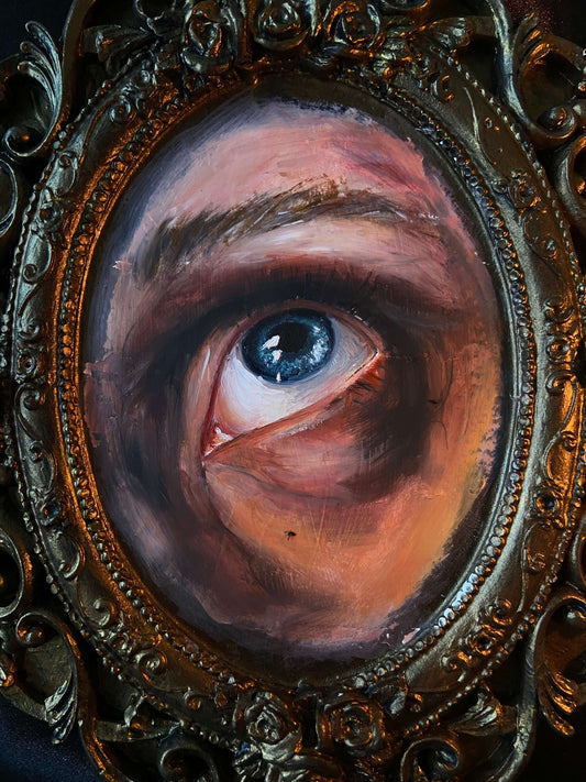 Original Lovers Eye Painting Eye Oil Painting Victorian Gothic Home Decor Dark Academia Gothic Oil Painting by Nesibe Bicici